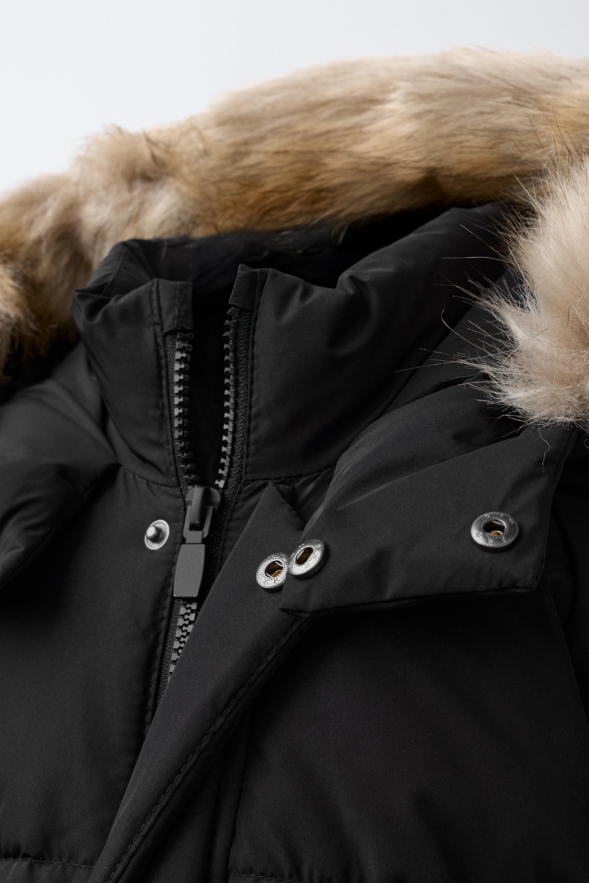 LONG FEATHER AND DOWN WATER REPELLENT WIND RESISTANT PUFFER COAT